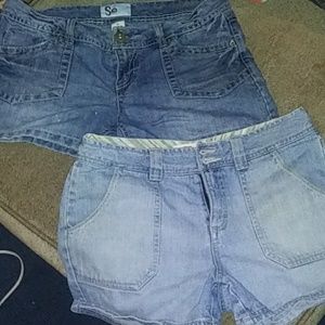 2 pairs of denim shorts